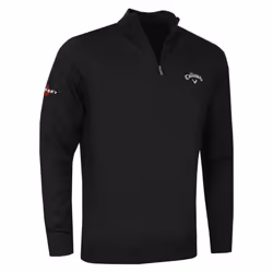 Callaway Golf Mens 1/4 Zip Blended Merino Mix Odyssey Thermal Sweater - XXL, Black Ink