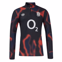 2024-2025 England Rugby Warm Up Mid Layer O2 (Black) - Kids - MB