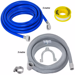Fill Hose + Drain Hose Extension Set for AEG ELECTROLUX ZANUSSI Washing Machine & Dishwasher 5m + 5m (+ PTFE Tape)
