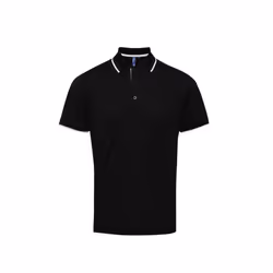 Premier Mens Contrast Coolchecker Polo Shirt - M, Black/White