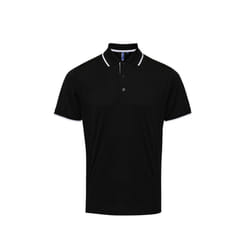 Premier Mens Contrast Coolchecker Polo Shirt - M, Black/White