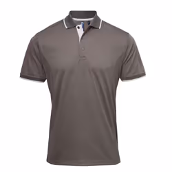 Premier Mens Contrast Coolchecker Polo Shirt - 4XL, Dark Grey/Silver