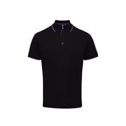 Premier Mens Contrast Coolchecker Polo Shirt - 2XL, Black/Purple
