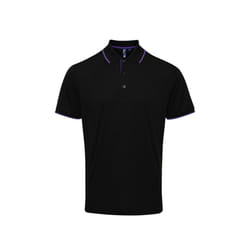 Premier Mens Contrast Coolchecker Polo Shirt - M, Black/Purple