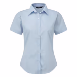 Premier Short Sleeve Poplin Blouse / Plain Work Shirt - 28, Light Blue