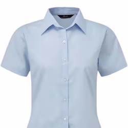 Premier Short Sleeve Poplin Blouse / Plain Work Shirt - 28, Light Blue