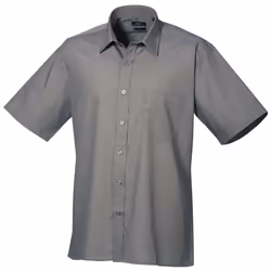 Premier Mens Short Sleeve Formal Poplin Plain Work Shirt - 23, Dark Grey