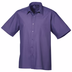 Premier Mens Short Sleeve Formal Poplin Plain Work Shirt - 23, Purple