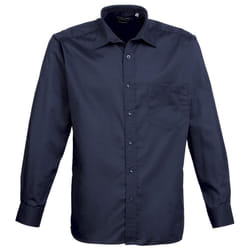 Premier Mens Long Sleeve Formal Plain Work Poplin Shirt - 23, Navy