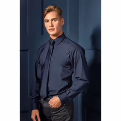 Premier Mens Long Sleeve Formal Plain Work Poplin Shirt - 22, Navy