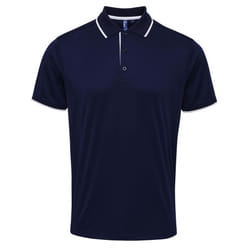 Premier Mens Contrast Coolchecker Polo Shirt - M, Navy/White