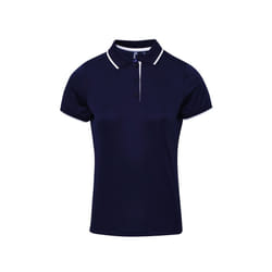 Premier Womens/Ladies Contrast Coolchecker Polo Shirt - M, Navy/White