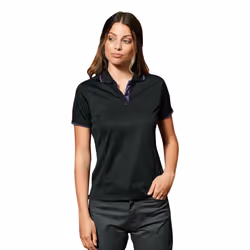 Premier Womens/Ladies Contrast Coolchecker Polo Shirt - XS, Black/Purple