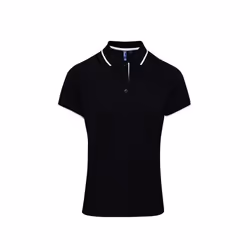 Premier Womens/Ladies Contrast Coolchecker Polo Shirt - L, Black/White