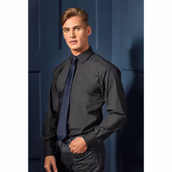 Premier Mens Long Sleeve Formal Plain Work Poplin Shirt - 21, Dark Grey