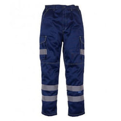 Yoko Mens Hi-Vis Cargo Trousers With Knee Pad Pockets - 34in Reg, Navy