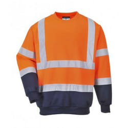 Portwest Mens Hi-Vis Two Tone Sweatshirt - XL, Orange/Navy