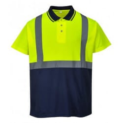 Portwest Mens Hi-Vis Two Tone Polo Shirt - S, Yellow/Navy