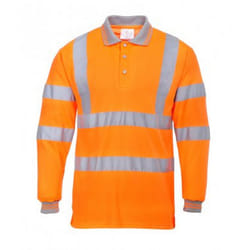 Portwest Mens Hi-Vis Long Sleeve Polo Shirt - XL, Orange