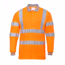 Portwest Mens Hi-Vis Long Sleeve Polo Shirt - S, Orange