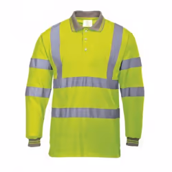 Portwest Mens Hi-Vis Long Sleeve Polo Shirt - XXL, Yellow