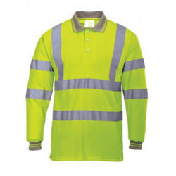 Portwest Mens Hi-Vis Long Sleeve Polo Shirt - XL, Yellow