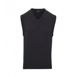 Premier Mens Sleeveless Cotton Acrylic V Neck Sweater - 3XL, Charcoal