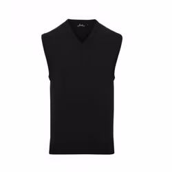 Premier Mens Sleeveless Cotton Acrylic V Neck Sweater - M, Black