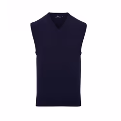 Premier Mens Sleeveless Cotton Acrylic V Neck Sweater - XS, Navy