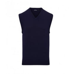 Premier Mens Sleeveless Cotton Acrylic V Neck Sweater - XS, Navy