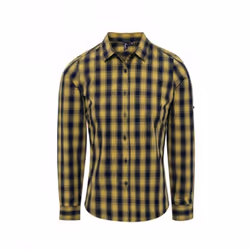 Premier Womens/Ladies Mulligan Check Long Sleeve Shirt - L, Camel/Navy