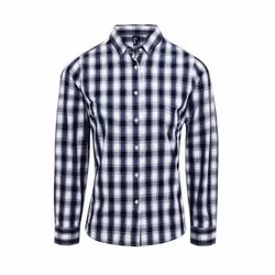 Premier Womens/Ladies Mulligan Check Long Sleeve Shirt - XL, White/Navy