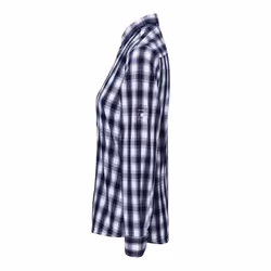 Premier Womens/Ladies Mulligan Check Long Sleeve Shirt - XL, White/Navy