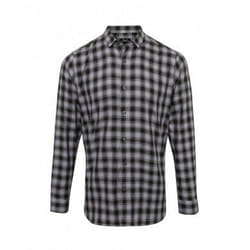 Premier Mens Mulligan Check Long Sleeve Shirt - XL, Steel/Black
