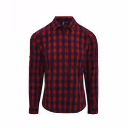 Premier Womens/Ladies Mulligan Check Long Sleeve Shirt - XXL, Red/Navy