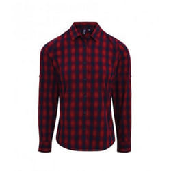 Premier Womens/Ladies Mulligan Check Long Sleeve Shirt - XXL, Red/Navy