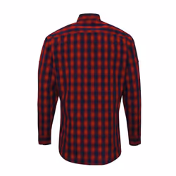 Premier Mens Mulligan Check Long Sleeve Shirt - 2XL, Red/Navy