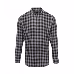 Premier Mens Mulligan Check Long Sleeve Shirt - 3XL, Steel/Black