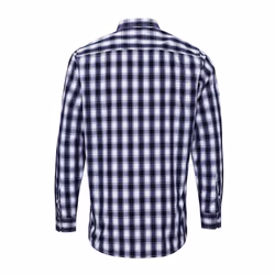 Premier Mens Mulligan Check Long Sleeve Shirt - 2XL, White/Navy
