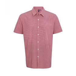 Premier Mens Gingham Short Sleeve Shirt - 2XL, Red/White