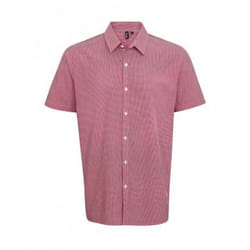 Premier Mens Gingham Short Sleeve Shirt - 2XL, Red/White