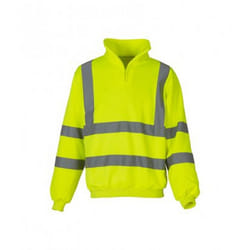 Yoko Unisex Zip Neck Hi-Vis Sweatshirt - L, Yellow