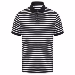 Front Row Mens Striped Jersey Polo Shirt - XS, Navy/White