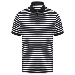 Front Row Mens Striped Jersey Polo Shirt - XS, Navy/White