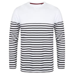 Front Row Mens Long Sleeve Breton Stripe T-Shirt - XS, White/Navy
