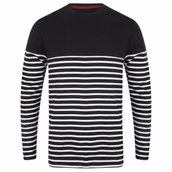 Front Row Mens Long Sleeve Breton Stripe T-Shirt - M, Navy/White