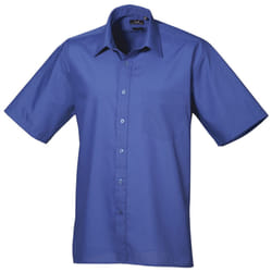 Premier Mens Short Sleeve Formal Poplin Plain Work Shirt - 23, Royal