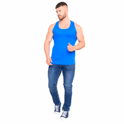 Duke Mens Fabio-2 Muscle Vest - L, Blue
