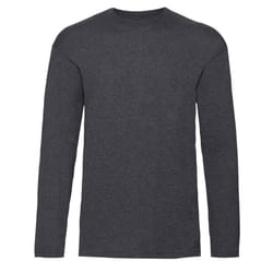 Fruit Of The Loom Mens Valueweight Crew Neck Long Sleeve T-Shirt - 2XL, Dark Heather
