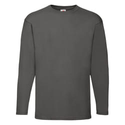 Fruit Of The Loom Mens Valueweight Crew Neck Long Sleeve T-Shirt - 3XL, Light Graphite